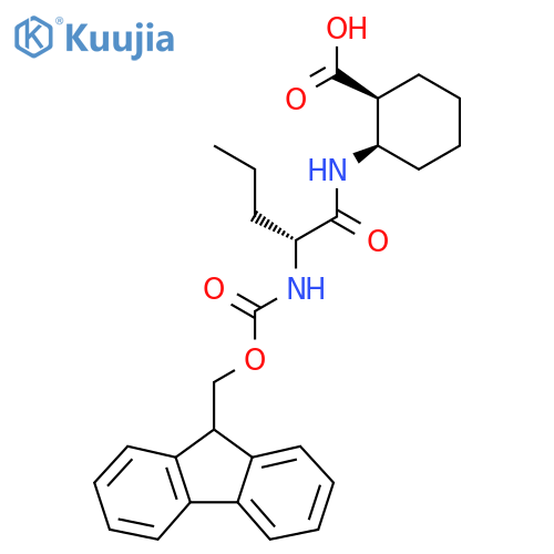 (1RS,2SR)-2-(2R)-2-({(9H-fluoren-9-yl)methoxycarbonyl}amino)pentanamidocyclohexane-1-carboxylic acid structure
