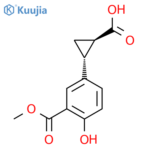 rac-(1R,2R)-2-4-hydroxy-3-(methoxycarbonyl)phenylcyclopropane-1-carboxylic acid structure