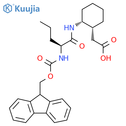2-(1RS,2RS)-2-(2S)-2-({(9H-fluoren-9-yl)methoxycarbonyl}amino)pentanamidocyclohexylacetic acid structure