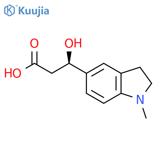 (3R)-3-hydroxy-3-(1-methyl-2,3-dihydro-1H-indol-5-yl)propanoic acid structure
