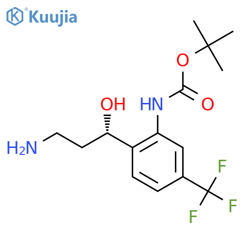 tert-butyl N-{2-(1S)-3-amino-1-hydroxypropyl-5-(trifluoromethyl)phenyl}carbamate structure