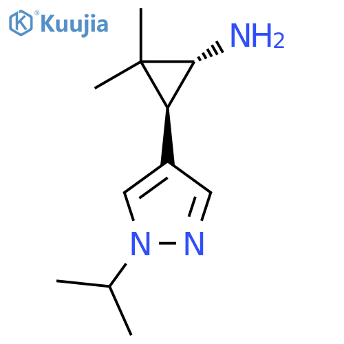 rac-(1R,3R)-2,2-dimethyl-3-1-(propan-2-yl)-1H-pyrazol-4-ylcyclopropan-1-amine structure