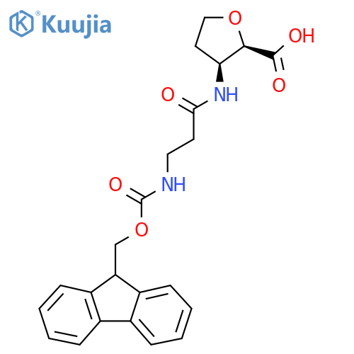 rac-(2R,3S)-3-3-({(9H-fluoren-9-yl)methoxycarbonyl}amino)propanamidooxolane-2-carboxylic acid structure