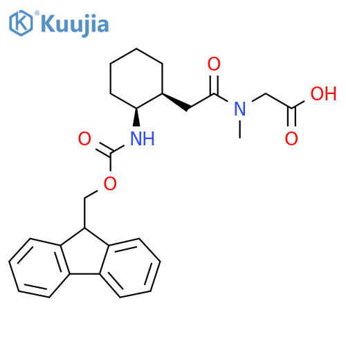 rac-2-{2-(1R,2R)-2-({(9H-fluoren-9-yl)methoxycarbonyl}amino)cyclohexyl-N-methylacetamido}acetic acid structure