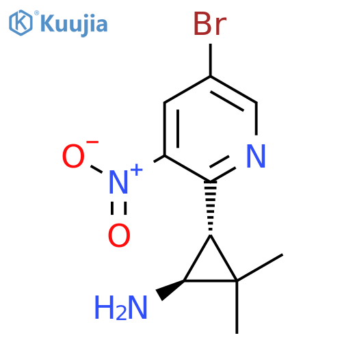 rac-(1R,3S)-3-(5-bromo-3-nitropyridin-2-yl)-2,2-dimethylcyclopropan-1-amine structure