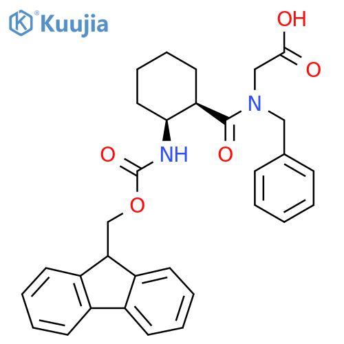 rac-2-{N-benzyl-1-(1R,2S)-2-({(9H-fluoren-9-yl)methoxycarbonyl}amino)cyclohexylformamido}acetic acid structure
