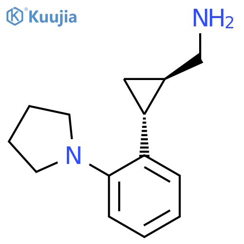 rac-(1R,2R)-2-2-(pyrrolidin-1-yl)phenylcyclopropylmethanamine structure