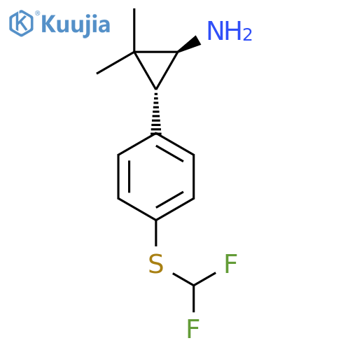 rac-(1R,3S)-3-{4-(difluoromethyl)sulfanylphenyl}-2,2-dimethylcyclopropan-1-amine structure