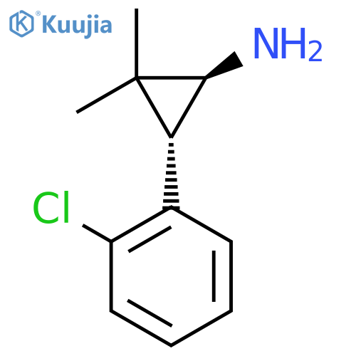 rac-(1R,3R)-3-(2-chlorophenyl)-2,2-dimethylcyclopropan-1-amine structure