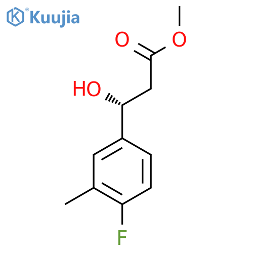 methyl (3R)-3-(4-fluoro-3-methylphenyl)-3-hydroxypropanoate structure