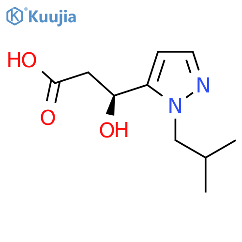 (3S)-3-hydroxy-3-1-(2-methylpropyl)-1H-pyrazol-5-ylpropanoic acid structure