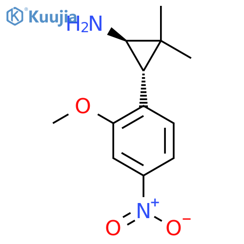 rac-(1R,3R)-3-(2-methoxy-4-nitrophenyl)-2,2-dimethylcyclopropan-1-amine structure