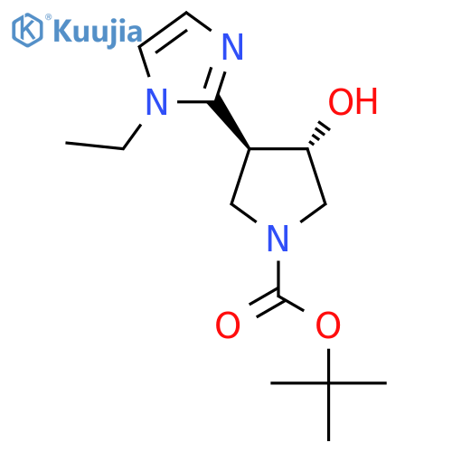 rac-tert-butyl (3R,4R)-3-(1-ethyl-1H-imidazol-2-yl)-4-hydroxypyrrolidine-1-carboxylate structure