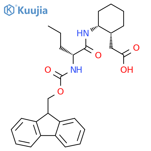 2-(1RS,2RS)-2-(2R)-2-({(9H-fluoren-9-yl)methoxycarbonyl}amino)pentanamidocyclohexylacetic acid structure