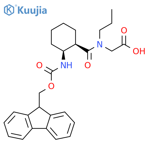 rac-2-{1-(1R,2S)-2-({(9H-fluoren-9-yl)methoxycarbonyl}amino)cyclohexyl-N-propylformamido}acetic acid structure
