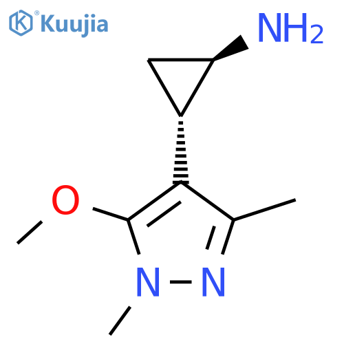 rac-(1R,2S)-2-(5-methoxy-1,3-dimethyl-1H-pyrazol-4-yl)cyclopropan-1-amine structure