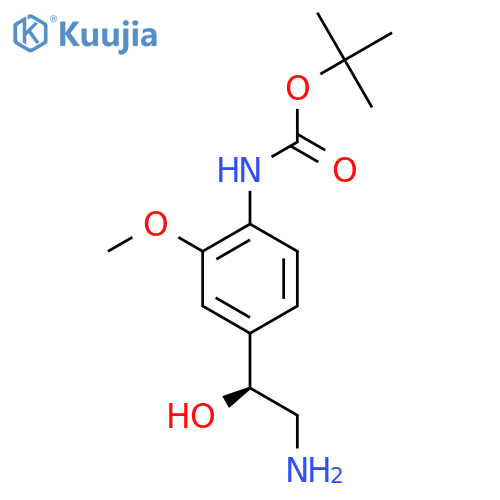 tert-butyl N-{4-(1S)-2-amino-1-hydroxyethyl-2-methoxyphenyl}carbamate structure