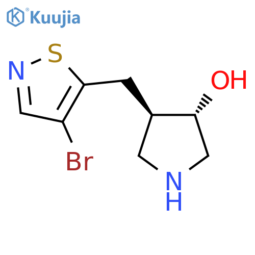 rac-(3R,4S)-4-(4-bromo-1,2-thiazol-5-yl)methylpyrrolidin-3-ol structure