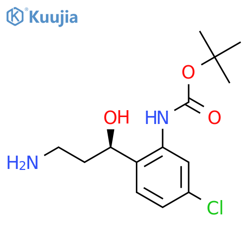 tert-butyl N-{2-(1R)-3-amino-1-hydroxypropyl-5-chlorophenyl}carbamate structure