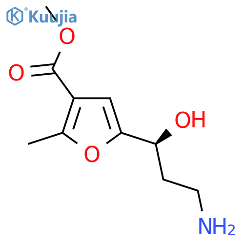 methyl 5-(1S)-3-amino-1-hydroxypropyl-2-methylfuran-3-carboxylate structure