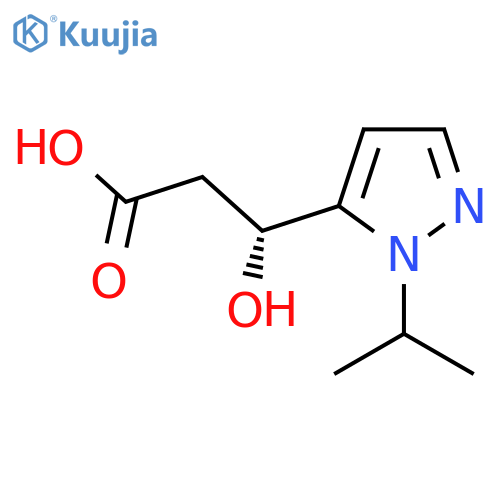 (3R)-3-hydroxy-3-1-(propan-2-yl)-1H-pyrazol-5-ylpropanoic acid structure