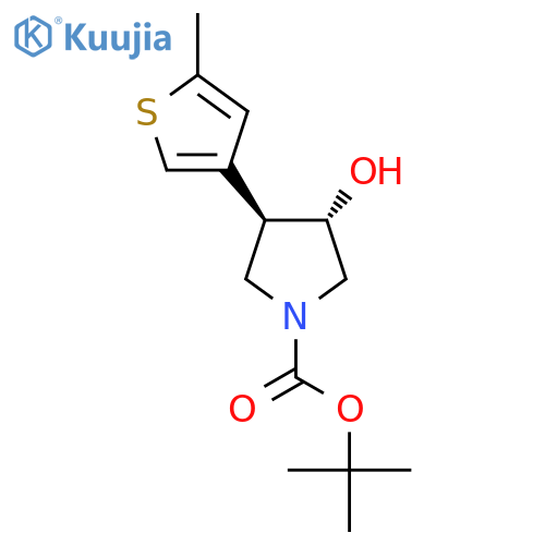 rac-tert-butyl (3R,4S)-3-hydroxy-4-(5-methylthiophen-3-yl)pyrrolidine-1-carboxylate structure