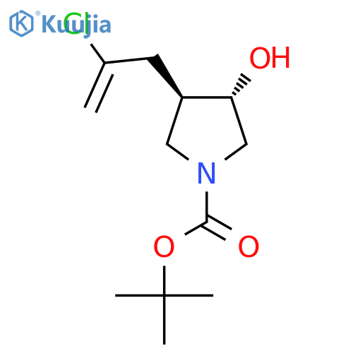 rac-tert-butyl (3R,4S)-3-(2-chloroprop-2-en-1-yl)-4-hydroxypyrrolidine-1-carboxylate structure
