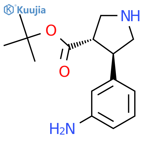 rac-tert-butyl (3R,4S)-4-(3-aminophenyl)pyrrolidine-3-carboxylate structure