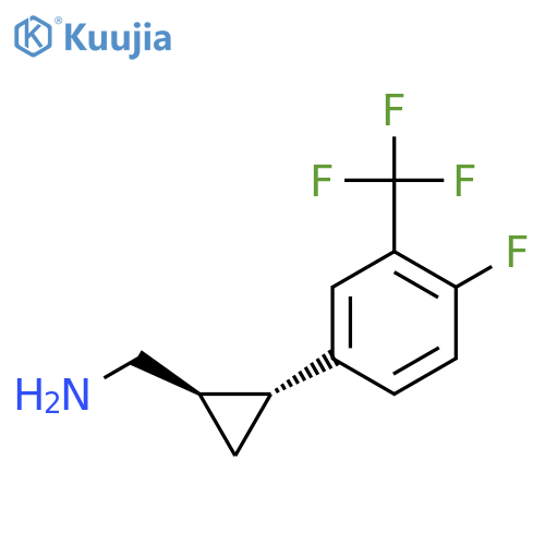 rac-(1R,2R)-2-4-fluoro-3-(trifluoromethyl)phenylcyclopropylmethanamine structure