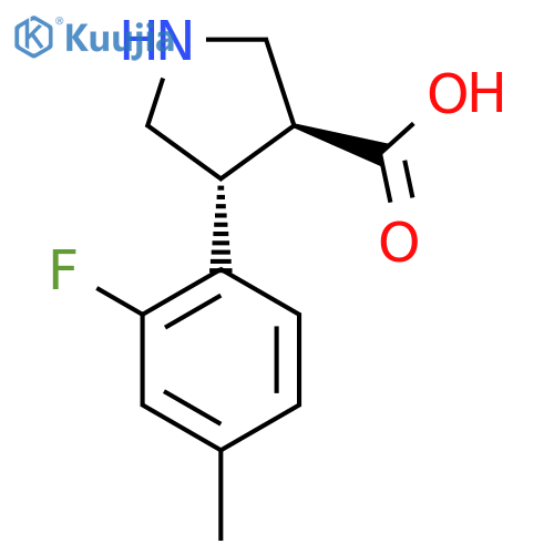 rac-(3R,4S)-4-(2-fluoro-4-methylphenyl)pyrrolidine-3-carboxylic acid structure