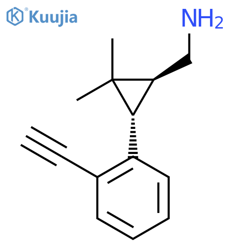 rac-(1R,3R)-3-(2-ethynylphenyl)-2,2-dimethylcyclopropylmethanamine structure