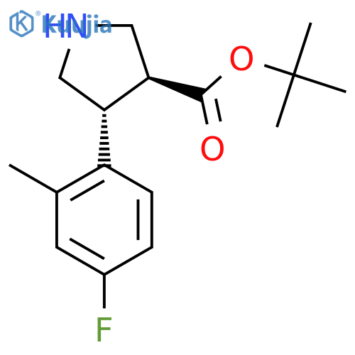 rac-tert-butyl (3R,4S)-4-(4-fluoro-2-methylphenyl)pyrrolidine-3-carboxylate structure
