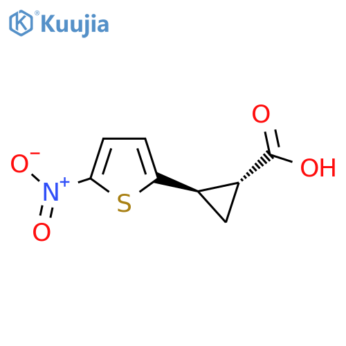 rac-(1R,2R)-2-(5-nitrothiophen-2-yl)cyclopropane-1-carboxylic acid structure