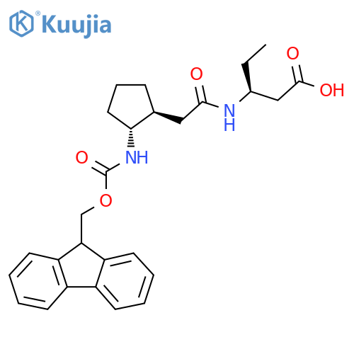 (3S)-3-{2-(1RS,2SR)-2-({(9H-fluoren-9-yl)methoxycarbonyl}amino)cyclopentylacetamido}pentanoic acid structure