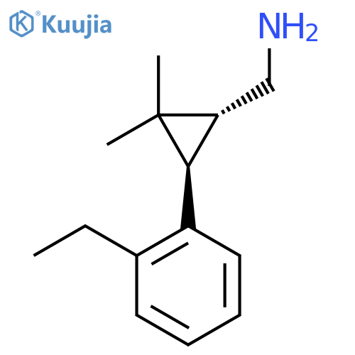 rac-(1R,3R)-3-(2-ethylphenyl)-2,2-dimethylcyclopropylmethanamine structure