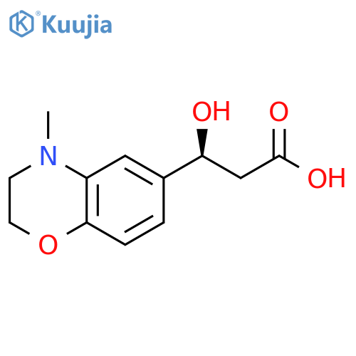(3S)-3-hydroxy-3-(4-methyl-3,4-dihydro-2H-1,4-benzoxazin-6-yl)propanoic acid structure