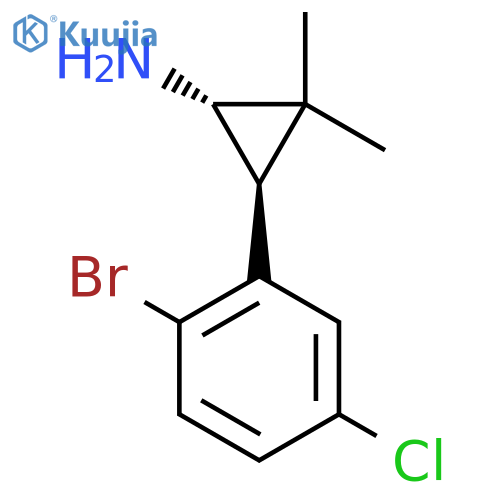 rac-(1R,3R)-3-(2-bromo-5-chlorophenyl)-2,2-dimethylcyclopropan-1-amine structure