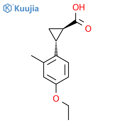 rac-(1R,2R)-2-(4-ethoxy-2-methylphenyl)cyclopropane-1-carboxylic acid structure