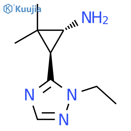 rac-(1R,3S)-3-(1-ethyl-1H-1,2,4-triazol-5-yl)-2,2-dimethylcyclopropan-1-amine structure