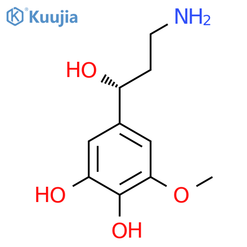 5-(1R)-3-amino-1-hydroxypropyl-3-methoxybenzene-1,2-diol structure