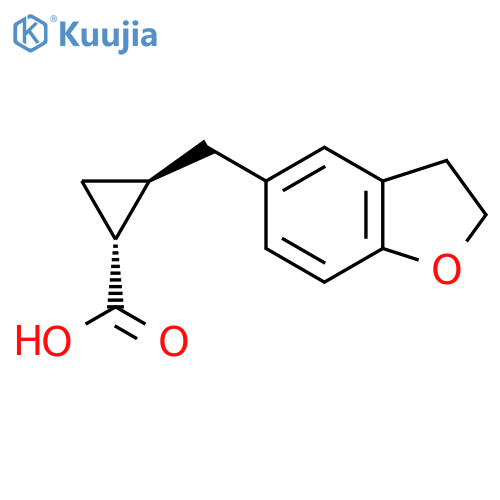 rac-(1R,2S)-2-(2,3-dihydro-1-benzofuran-5-yl)methylcyclopropane-1-carboxylic acid structure