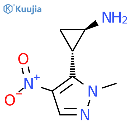 rac-(1R,2R)-2-(1-methyl-4-nitro-1H-pyrazol-5-yl)cyclopropan-1-amine structure
