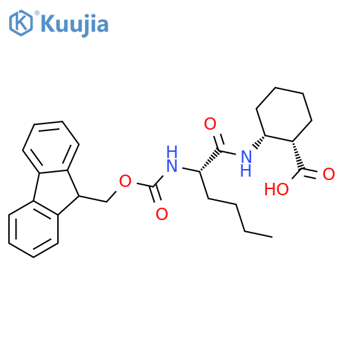 (1RS,2SR)-2-(2S)-2-({(9H-fluoren-9-yl)methoxycarbonyl}amino)hexanamidocyclohexane-1-carboxylic acid structure