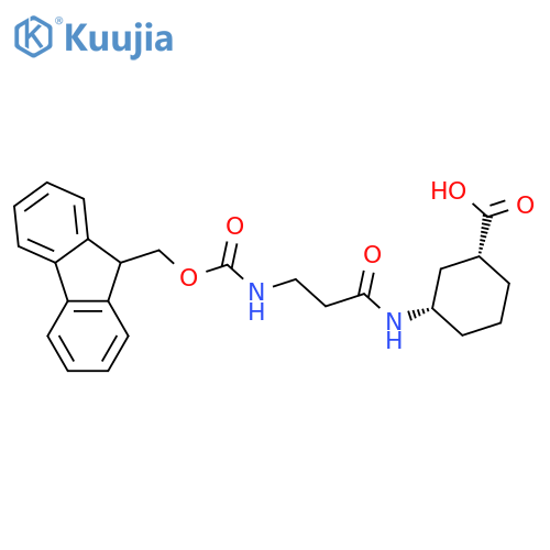 rac-(1R,3S)-3-3-({(9H-fluoren-9-yl)methoxycarbonyl}amino)propanamidocyclohexane-1-carboxylic acid structure