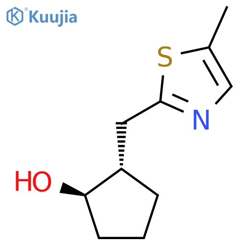 rac-(1R,2S)-2-(5-methyl-1,3-thiazol-2-yl)methylcyclopentan-1-ol structure