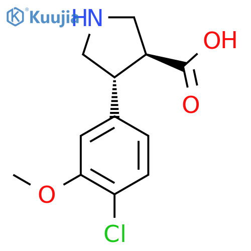 rac-(3R,4S)-4-(4-chloro-3-methoxyphenyl)pyrrolidine-3-carboxylic acid structure