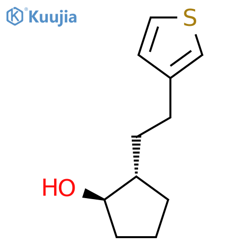 rac-(1R,2S)-2-2-(thiophen-3-yl)ethylcyclopentan-1-ol structure