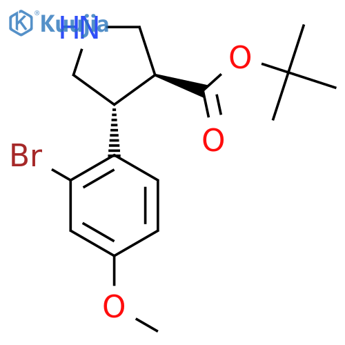 rac-tert-butyl (3R,4S)-4-(2-bromo-4-methoxyphenyl)pyrrolidine-3-carboxylate structure