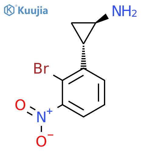 rac-(1R,2S)-2-(2-bromo-3-nitrophenyl)cyclopropan-1-amine structure