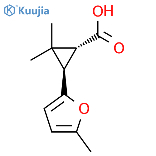 rac-(1R,3R)-2,2-dimethyl-3-(5-methylfuran-2-yl)cyclopropane-1-carboxylic acid structure